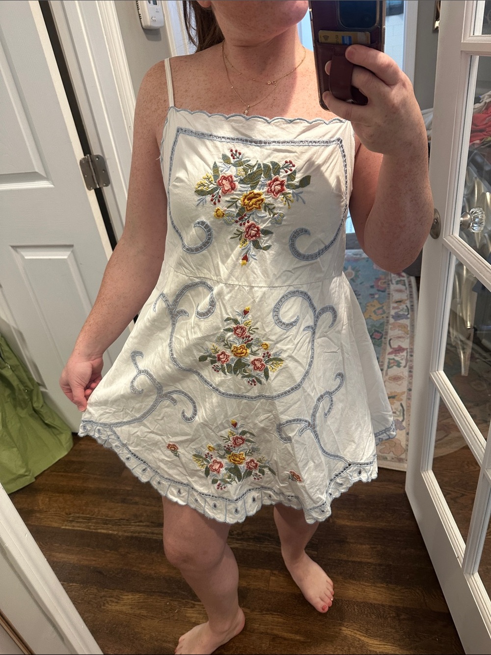 Urban Outfitters Jessa Floral Embroidered Mini Dress